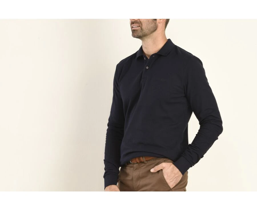 Polo Manches Longues Homme Marine - ANDY II ML 5 Polo Manches Longues Homme Marine - ANDY II ML – Image 3