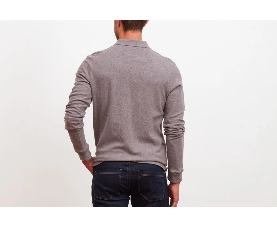 Polo Manches Longues Homme Taupe Chiné - ANDY II ML 4 Polo Manches Longues Homme Taupe Chiné - ANDY II ML – Image 2