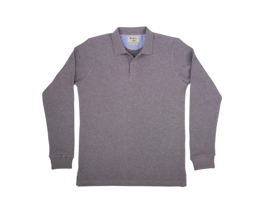 Polo Manches Longues Homme Taupe Chiné - ANDY II ML 6 Polo Manches Longues Homme Taupe Chiné - ANDY II ML – Image 4