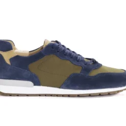 Sneakers Homme Velours Bleu Et Kaki - CANBERRA II