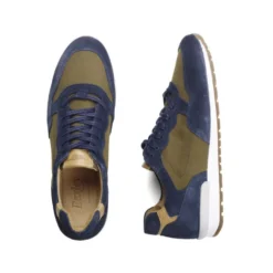 Sneakers Homme Velours Bleu Et Kaki - CANBERRA II -Magasin De Bexley 0137406v canberra ii velours bleu et kaki 3
