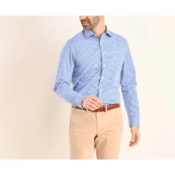 Chemise Coton Blanc à Carreaux Bleus Clairs Et Blancs - RUGGERO