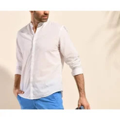 Chemise Coton Lin Blanche Unie - ELIBERT -Magasin De Bexley 01400004 elibert blanc 5