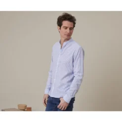 Chemise Coton Lin Bleu Océan Et Blanc - ELIBERT -Magasin De Bexley 0140000f elibert bleu ocean et blanc 3