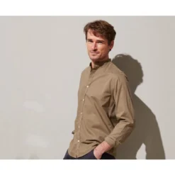 Chemise Coton Lin Taupe Unie - ELIBERT -Magasin De Bexley 01400018 elibert taupe 3