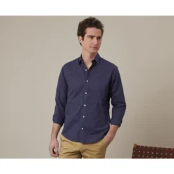 Chemise Coton Lin Marine - SILBERT