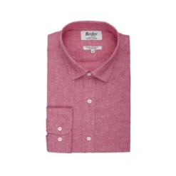 Chemise Coton Lin Chambray Rouge - SILBERT -Magasin De Bexley 014010cu silbert chambray rouge 4 bis