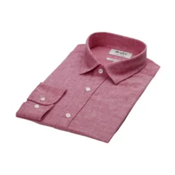Chemise Coton Lin Chambray Rouge - SILBERT -Magasin De Bexley 014010cu silbert chambray rouge 5 bis