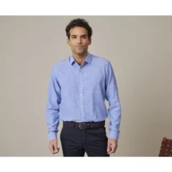 Chemise Coton Lin Chambray Bleu Et Océan - SILBERT