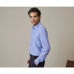 Chemise Coton Lin Chambray Bleu Et Océan - SILBERT -Magasin De Bexley 014010cv silbert chambray bleu ocean 3