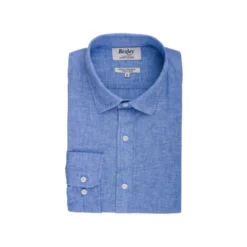 Chemise Coton Lin Chambray Bleu Et Océan - SILBERT -Magasin De Bexley 014010cv silbert chambray bleu ocean 4 bis