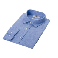 Chemise Coton Lin Chambray Bleu Et Océan - SILBERT -Magasin De Bexley 014010cv silbert chambray bleu ocean 5 bis