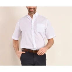 Chemise Coton Et Lin Blanche - Poche Poitrine - COLTEN MC