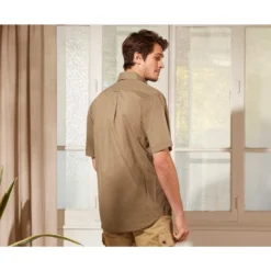 Chemise Coton Et Lin Taupe - Poche Poitrine - COLTEN MC -Magasin De Bexley 01402018 colten mc taupe 2