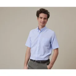 Chemise Coton Et Lin Chambray Bleu - Poche Poitrine - COLTEN MC