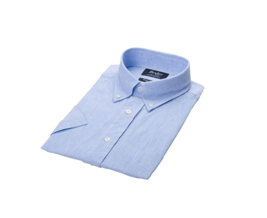 Chemise Coton Et Lin Chambray Bleu - Poche Poitrine - COLTEN MC 7 Chemise Coton Et Lin Chambray Bleu - Poche Poitrine - COLTEN MC – Image 5