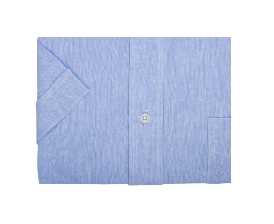 Chemise Coton Et Lin Chambray Bleu - Poche Poitrine - COLTEN MC 8 Chemise Coton Et Lin Chambray Bleu - Poche Poitrine - COLTEN MC – Image 6