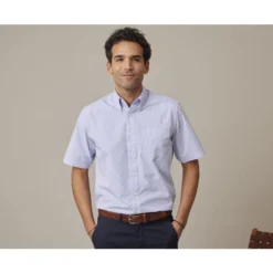 Chemise Coton Blanche à Petits Carreaux Bleu Océan - TIM MC