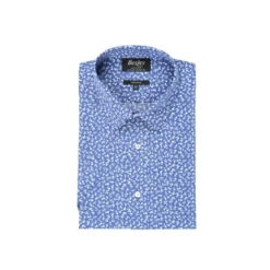 Chemise Coton Bleue Imprimée Fleurs Blanches - FLORANTIN MC -Magasin De Bexley 0141305i florantin mc blanc et bleu 1