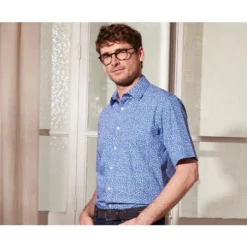 Chemise Coton Bleue Imprimée Fleurs Blanches - FLORANTIN MC -Magasin De Bexley 0141305i florantin mc blanc et bleu 12