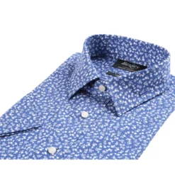 Chemise Coton Bleue Imprimée Fleurs Blanches - FLORANTIN MC -Magasin De Bexley 0141305i florantin mc blanc et bleu 2