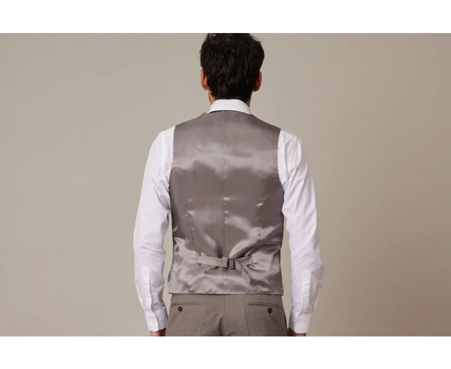 Gilet De Costume Homme Taupe Chiné - LAZARE 4 Gilet De Costume Homme Taupe Chiné - LAZARE – Image 2