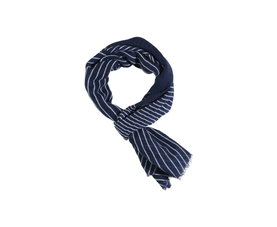 Chèche Lin Coton Rayé Navy Et Blanc 4 Chèche Lin Coton Rayé Navy Et Blanc – Image 2