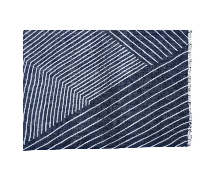 Chèche Lin Coton Rayé Navy Et Blanc 5 Chèche Lin Coton Rayé Navy Et Blanc – Image 3