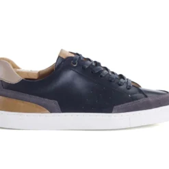 Sneakers Homme Cuir Noir Et Velours Gris - BELOKA