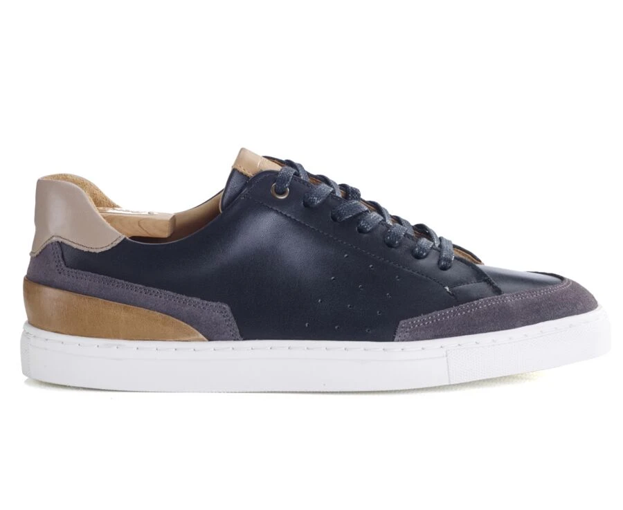 Sneakers Homme Cuir Noir Et Velours Gris - BELOKA 3 Sneakers Homme Cuir Noir Et Velours Gris - BELOKA