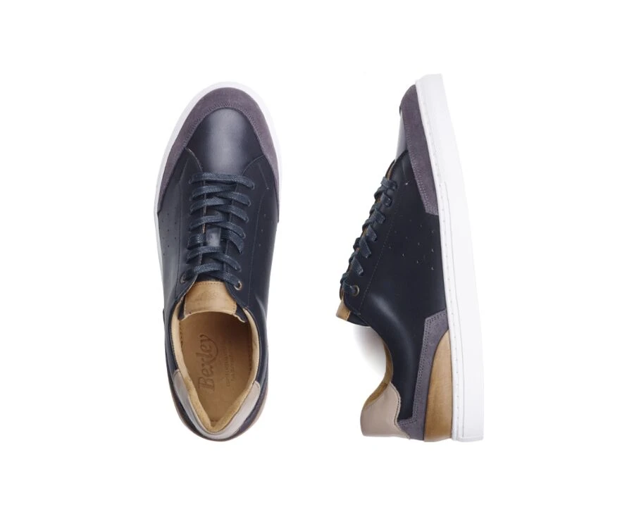 Sneakers Homme Cuir Noir Et Velours Gris - BELOKA 5 Sneakers Homme Cuir Noir Et Velours Gris - BELOKA – Image 3