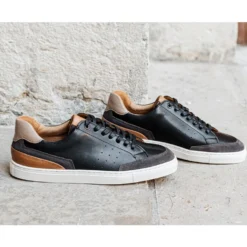 Sneakers Homme Cuir Noir Et Velours Gris - BELOKA 13 Sneakers Homme Cuir Noir Et Velours Gris - BELOKA -Magasin De Bexley 01427070 beloka noir et velours gris 6