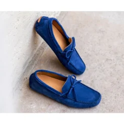 Mocassin été Homme Cuir Velours Bleu Océan - DELTONA -Magasin De Bexley 01430028 deltona velours bleu ocean 6