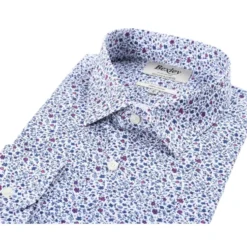 Chemise Coton Blanche Imprimée Fleurs Bleues Et Roses - THÉOBERT -Magasin De Bexley 0144103q theobert bleu et rose 5