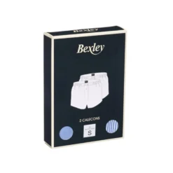 Boîte De 2 Caleçons Homme Uni Bleu/ Rayé Bleu Océan Et Blanc - ELON -Magasin De Bexley 014510ah elon assortiment couleur 1 7