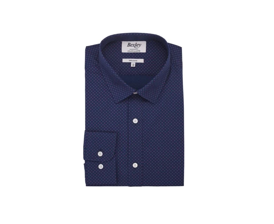 Chemise Marine Imprimée à Motif Rouge - PHILBERT 6 Chemise Marine Imprimée à Motif Rouge - PHILBERT – Image 4