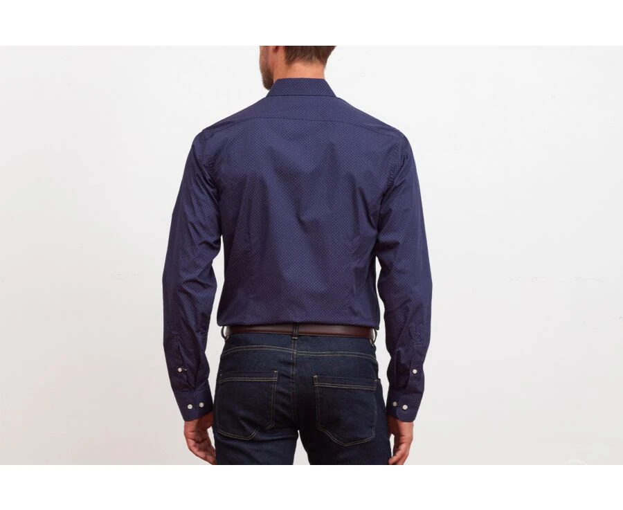 Chemise Marine Imprimée à Motif Rouge - PHILBERT 4 Chemise Marine Imprimée à Motif Rouge - PHILBERT – Image 2