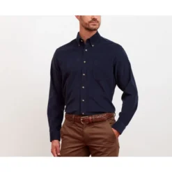 Chemise Velours Navy - Col Américain - WARDLEY