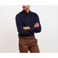 Chemise Velours Navy - Col Américain - WARDLEY -Magasin De Bexley 0147600w wardley navy 4