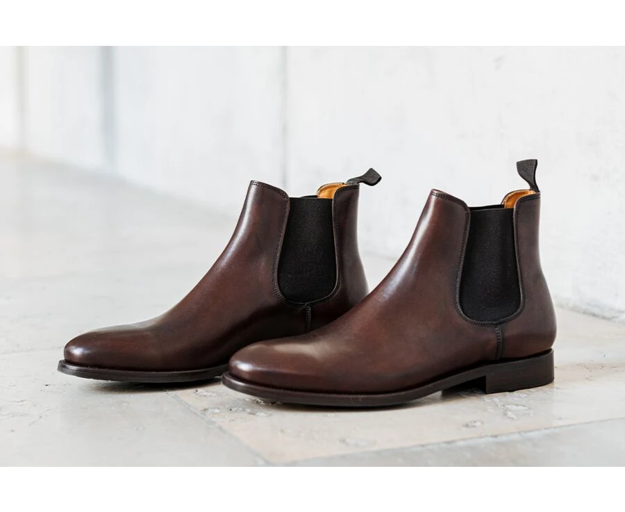Chelsea Boots Cuir Homme Chocolat Patiné - ALDERTON GOMME 8 Chelsea Boots Cuir Homme Chocolat Patiné - ALDERTON GOMME – Image 6