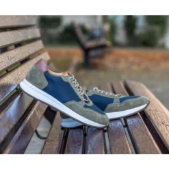 Sneakers Homme Velours Kaki Et Navy - NIRRANDA -Magasin De Bexley 01498062 nirranda velours kaki et navy 7