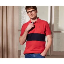 Polo Homme Rouge Basque Et Marine - AURICK