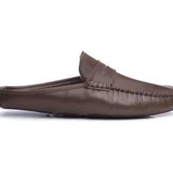 Chaussons Ouverts Homme Cuir Chocolat