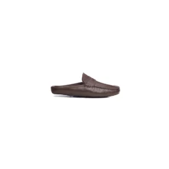 Chaussons Ouverts Homme Cuir Chocolat -Magasin De Bexley 01513008 chausson ouvert double laine chocolat listing 14