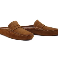 Chaussons Ouverts Homme Velours Chamois -Magasin De Bexley 01513034 chausson ouvert double laine velours chamois 2 1