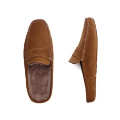 Chaussons Ouverts Homme Velours Chamois -Magasin De Bexley 01513034 chausson ouvert double laine velours chamois 3 1