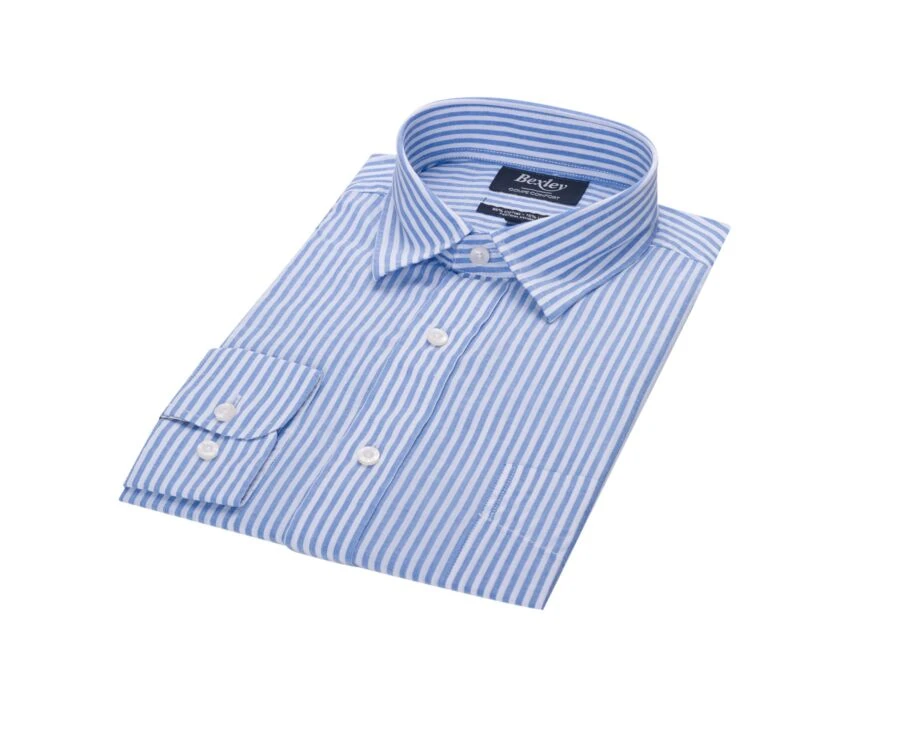 Chemise Coton Lin Rayée Bleue Et Blanche - VALOIRE 7 Chemise Coton Lin Rayée Bleue Et Blanche - VALOIRE – Image 5