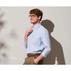 Chemise Coton Lin Rayée Bleue Et Blanche - VALOIRE 11 Chemise Coton Lin Rayée Bleue Et Blanche - VALOIRE -Magasin De Bexley 0151600a valoire mc bleu et blanc 3