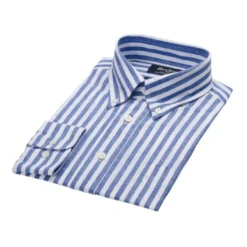 Chemise Manches Longues Coton Et Lin Bleu Océan Et Blanc - COLTEN -Magasin De Bexley 0151700f colten bleu ocean et blanc 5