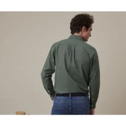 Chemise Manches Longues Coton Et Lin Vert Foncé - COLTEN 10 Chemise Manches Longues Coton Et Lin Vert Foncé - COLTEN -Magasin De Bexley 01517059 colten vert fonce 2